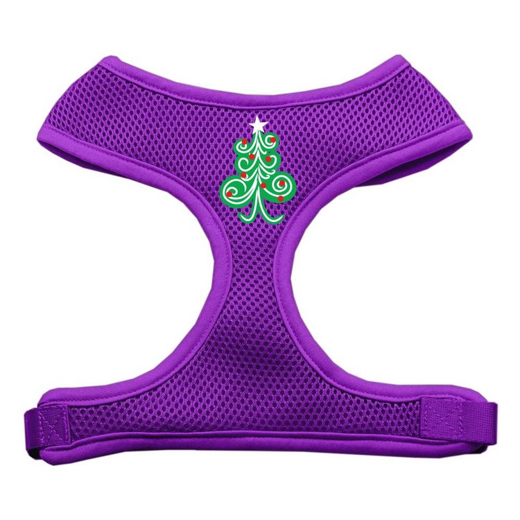 Swirly Christmas Tree Screen Print Screen Print Mesh Pet Harness Purple