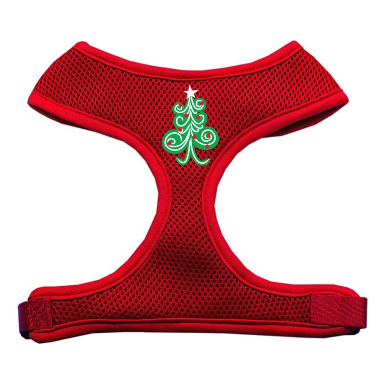 Swirly Christmas Tree Screen Print Screen Print Mesh Pet Harness Red