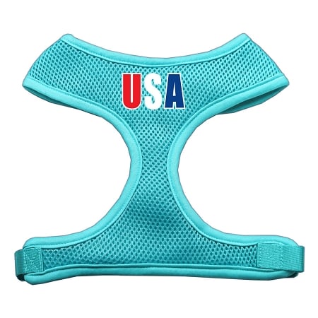 USA Star Screen Print Screen Print Mesh Pet Harness Aqua