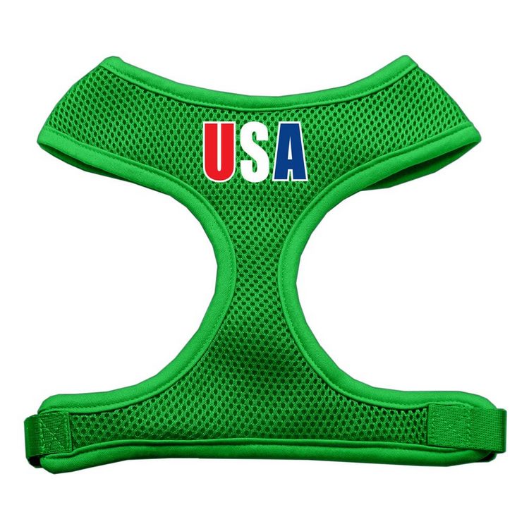 USA Star Screen Print Screen Print Mesh Pet Harness Emerald Green