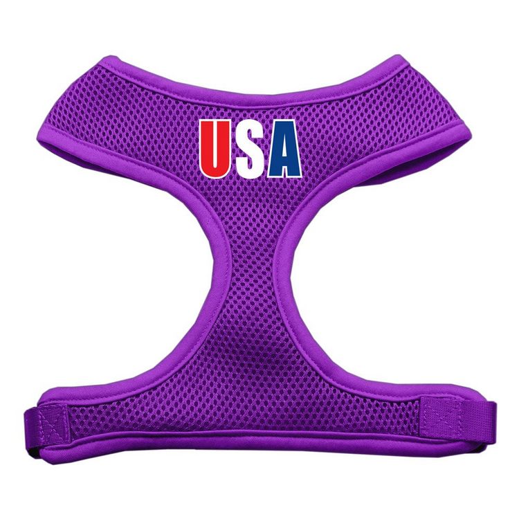 USA Star Screen Print Screen Print Mesh Pet Harness Purple