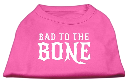 Bad to the Bone Dog Shirt Bright Pink Med