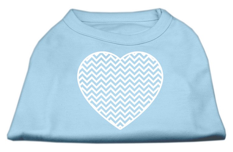 Chevron Heart Screen Print Dog Shirt Baby Blue XS