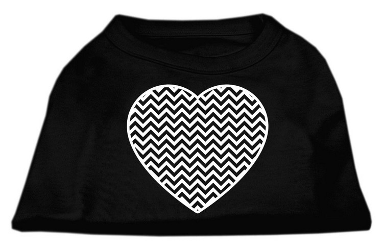 Chevron Heart Screen Print Dog Shirt Black Med