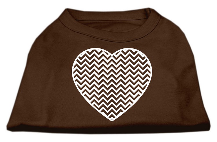 Chevron Heart Screen Print Dog Shirt Brown XS