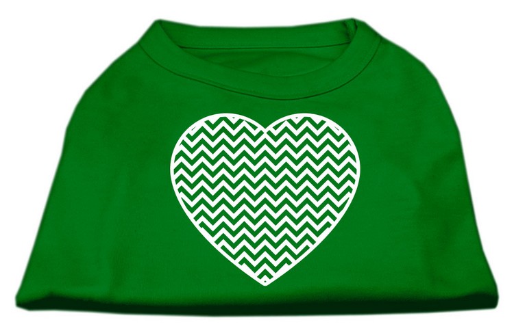 Chevron Heart Screen Print Dog Shirt Green XS