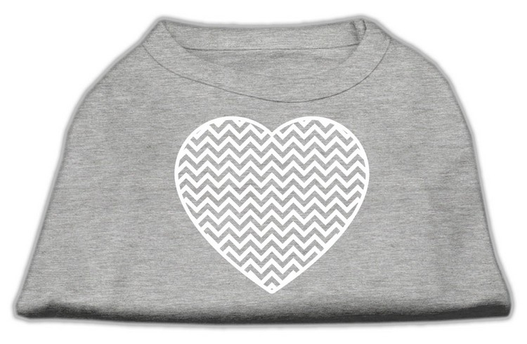 Chevron Heart Screen Print Dog Shirt Grey Sm