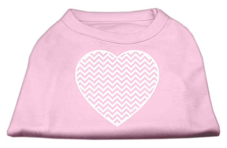 Chevron Heart Screen Print Dog Shirt Light Pink XS