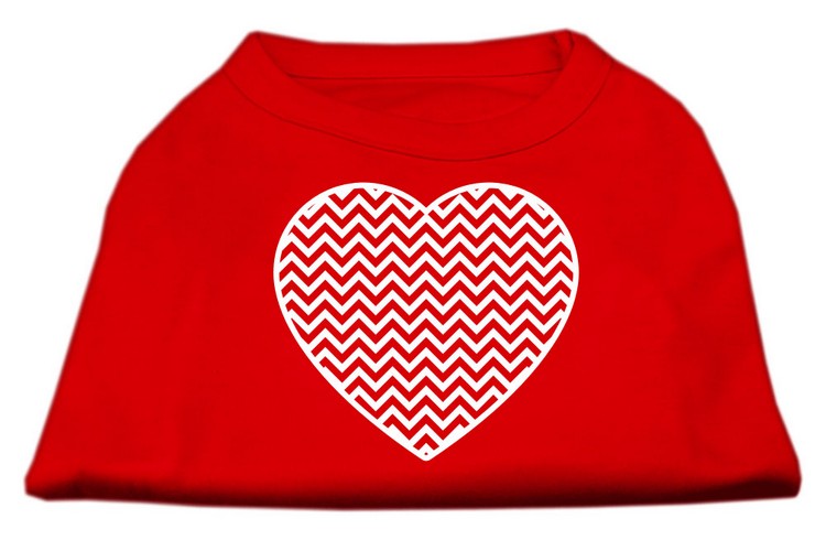 Chevron Heart Screen Print Dog Shirt Red XS