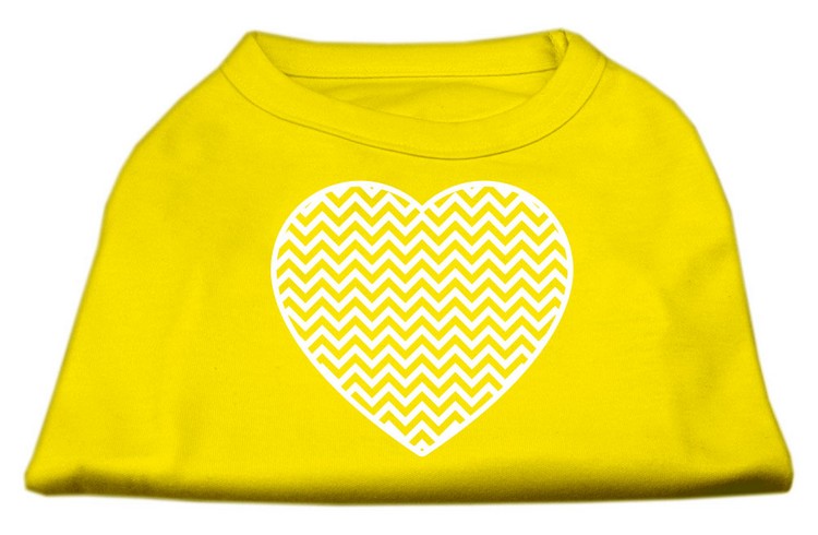 Chevron Heart Screen Print Dog Shirt Yellow Lg