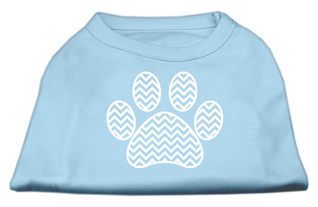 Chevron Paw Screen Print Shirt Baby Blue Med