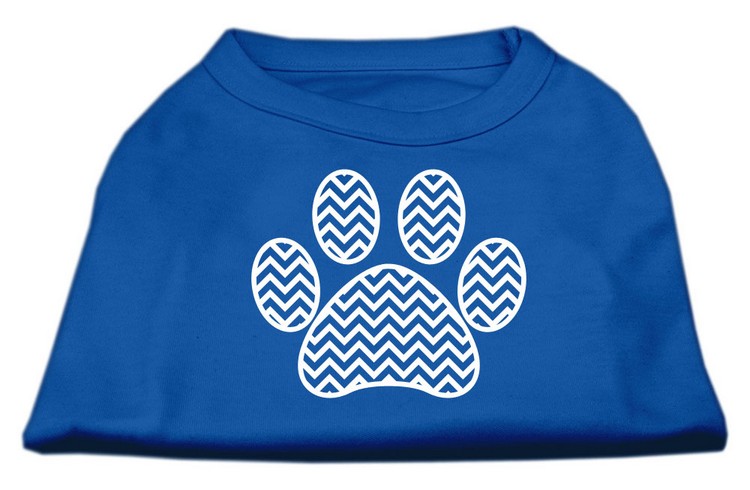 Chevron Paw Screen Print Shirt Blue XS