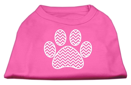 Chevron Paw Screen Print Shirt Bright Pink XS