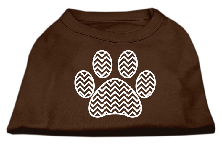 Chevron Paw Screen Print Shirt Brown XS