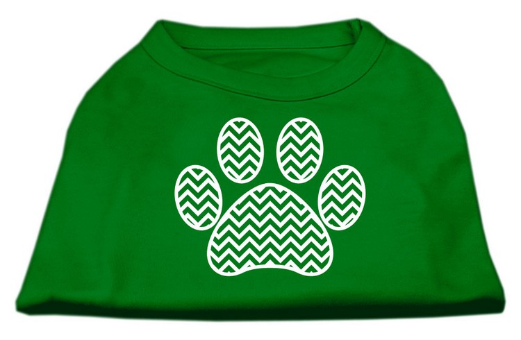 Chevron Paw Screen Print Shirt Green XS