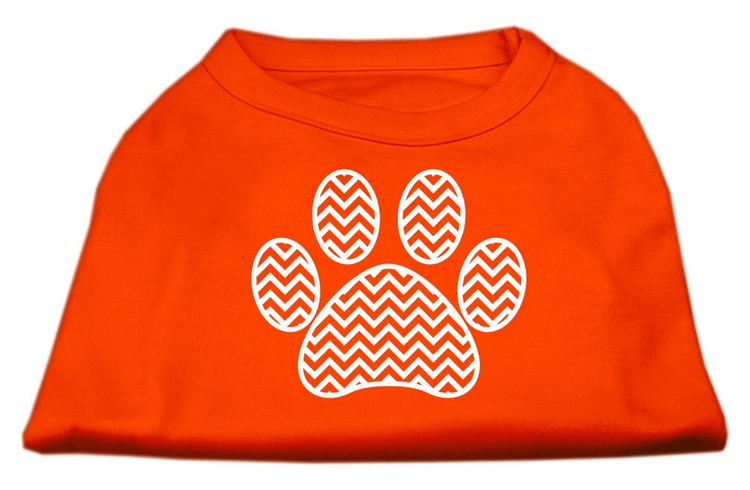 Chevron Paw Screen Print Shirt Orange XS