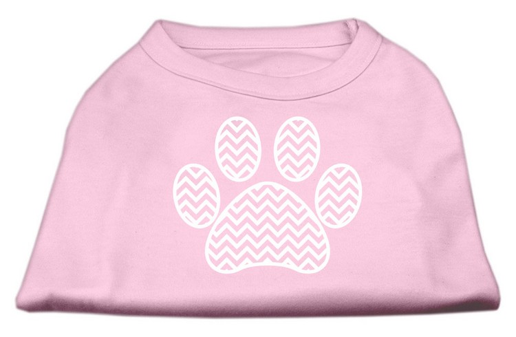 Chevron Paw Screen Print Shirt Light Pink XS