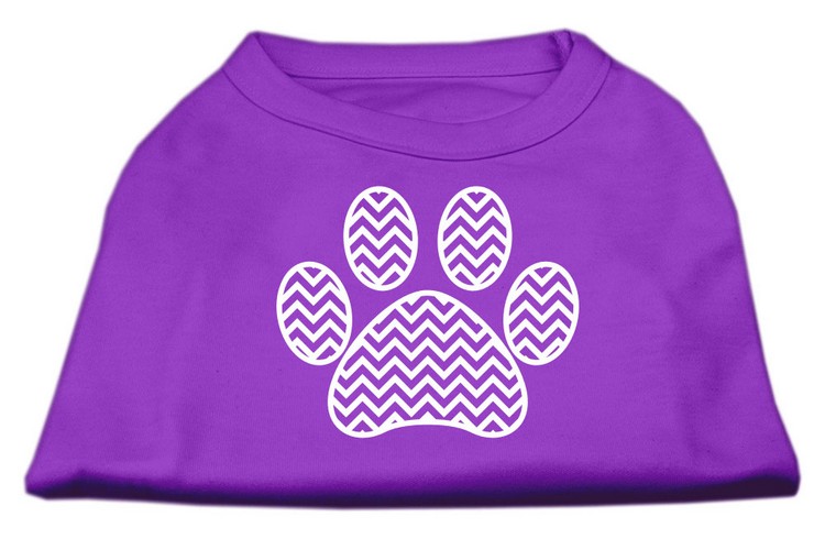 Chevron Paw Screen Print Shirt Purple XS