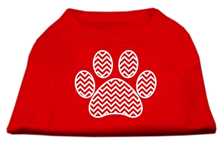 Chevron Paw Screen Print Shirt Red XS