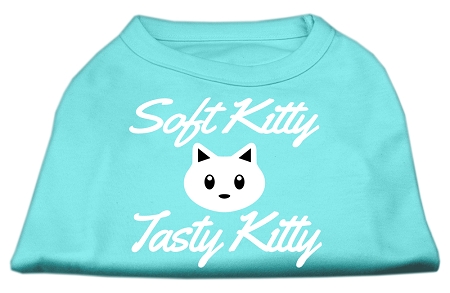 Softy Kitty, Tasty Kitty Screen Print Dog Shirt Aqua Med