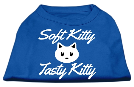 Softy Kitty, Tasty Kitty Screen Print Dog Shirt Blue Med