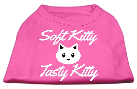 Softy Kitty, Tasty Kitty Screen Print Dog Shirt Bright Pink Med