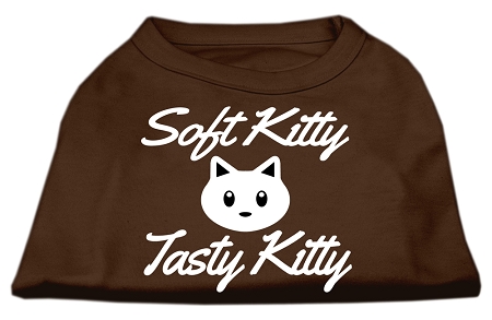 Softy Kitty, Tasty Kitty Screen Print Dog Shirt Brown XS