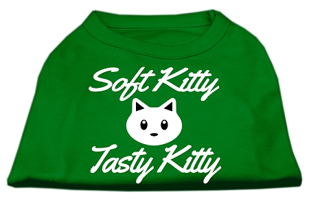 Softy Kitty, Tasty Kitty Screen Print Dog Shirt Emerald Green Sm