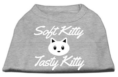 Softy Kitty, Tasty Kitty Screen Print Dog Shirt Grey Med