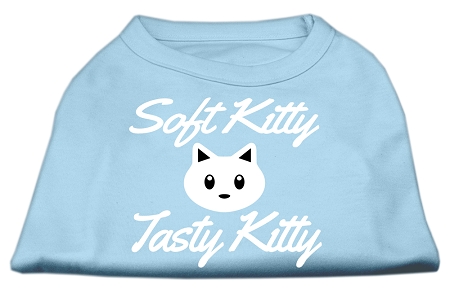 Softy Kitty, Tasty Kitty Screen Print Dog Shirt Baby Blue XS