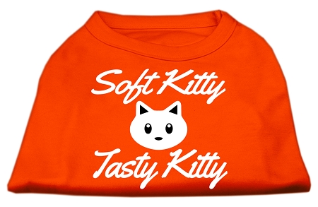 Softy Kitty, Tasty Kitty Screen Print Dog Shirt Orange Lg