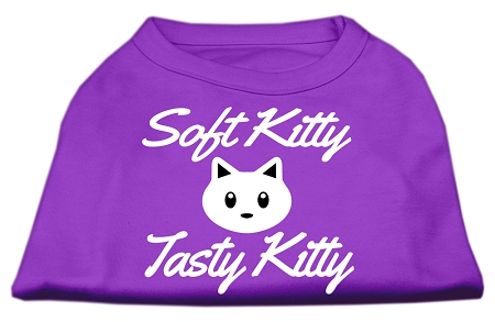 Softy Kitty, Tasty Kitty Screen Print Dog Shirt Purple Med