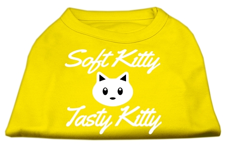 Softy Kitty, Tasty Kitty Screen Print Dog Shirt Yellow Med