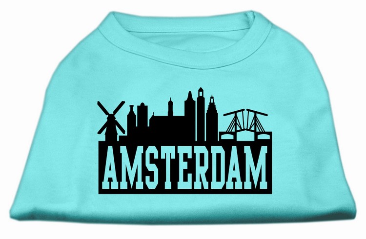 Amsterdam Skyline Screen Print Shirt Aqua XXL