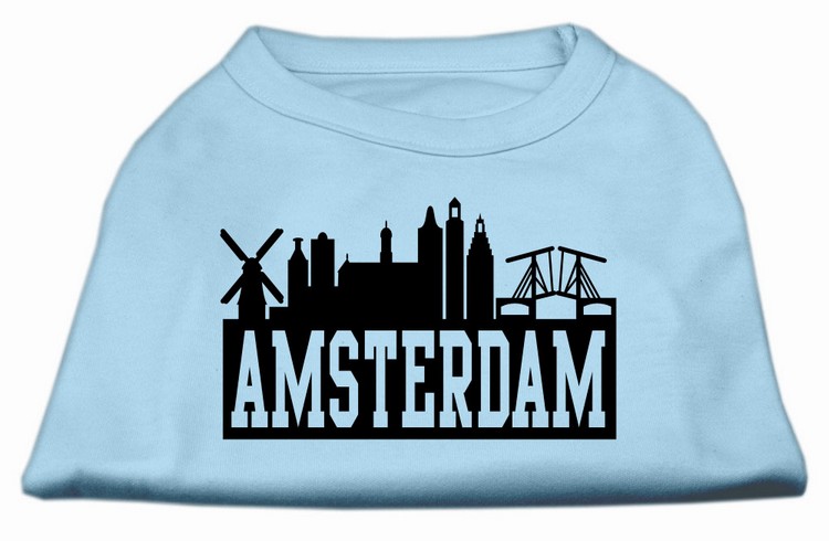 Amsterdam Skyline Screen Print Shirt Baby Blue XS