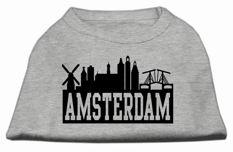 Amsterdam Skyline Screen Print Shirt Grey Sm