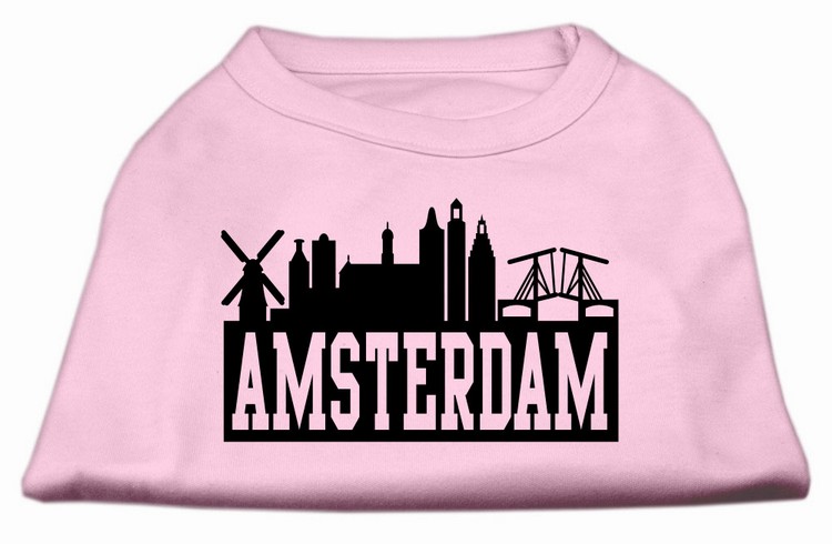 Amsterdam Skyline Screen Print Shirt Light Pink XL