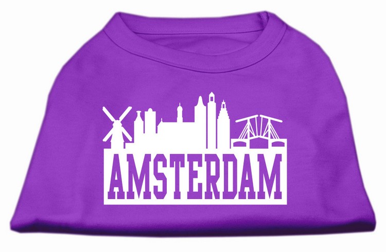 Amsterdam Skyline Screen Print Shirt Purple XS