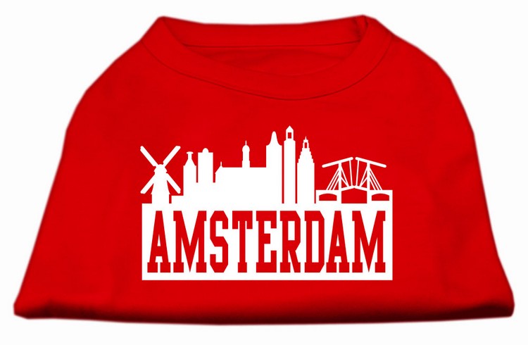 Amsterdam Skyline Screen Print Shirt Red XS