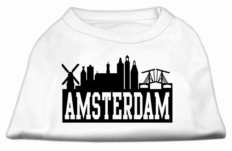 Amsterdam Skyline Screen Print Shirt White Lg