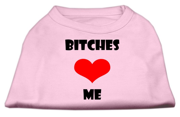 Bitches Love Me Screen Print Shirts Light Pink XS