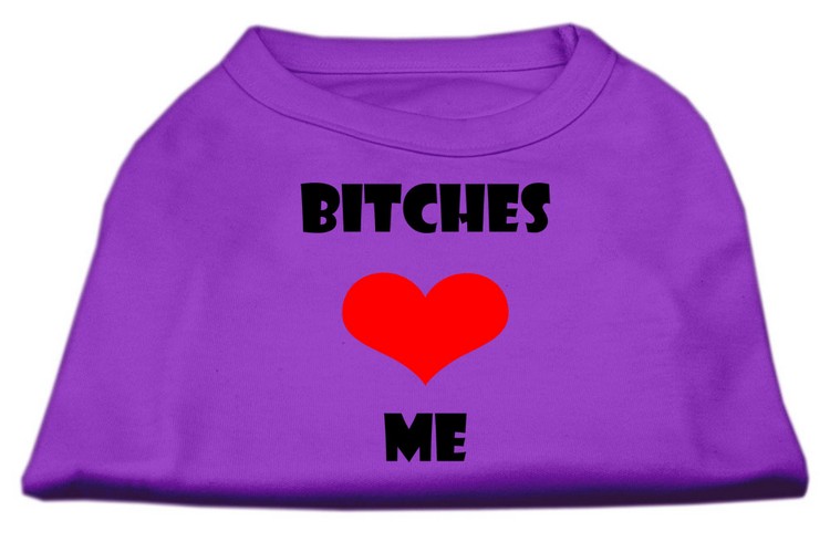 Bitches Love Me Screen Print Shirts Purple XS