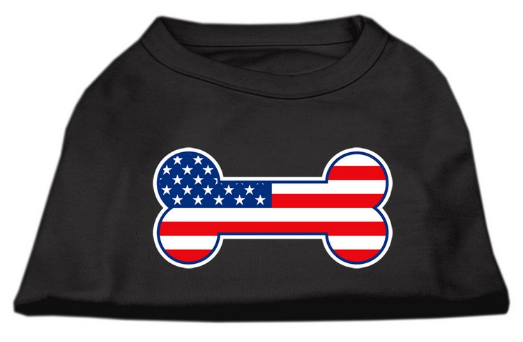 Bone Shaped American Flag Screen Print Shirts Black XS