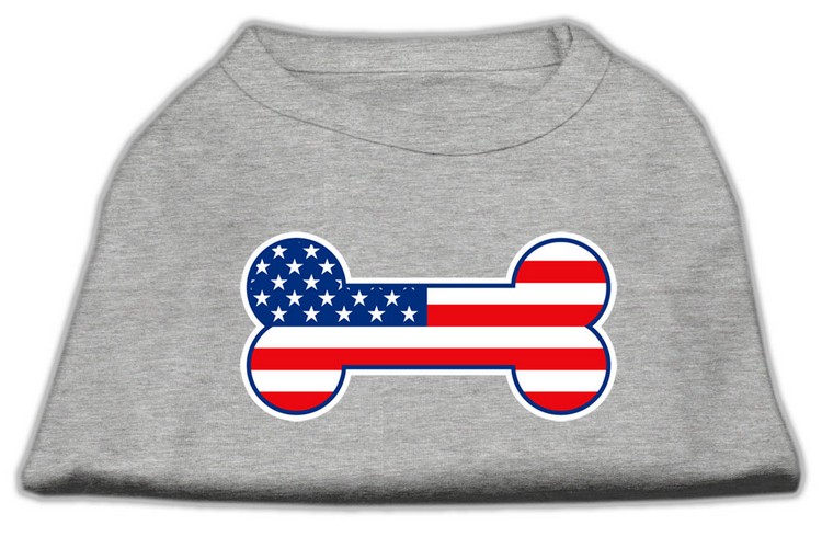 Bone Shaped American Flag Screen Print Shirts Grey XXXL