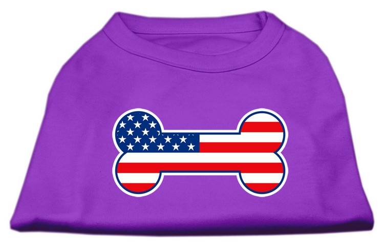 Bone Shaped American Flag Screen Print Shirts Purple XS