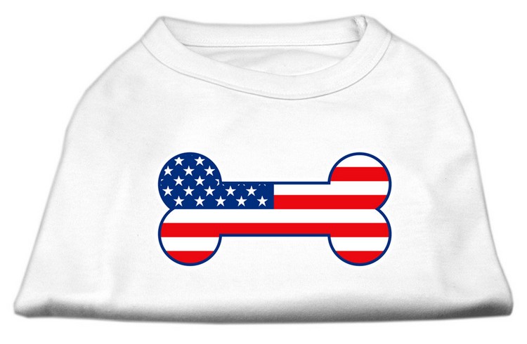 Bone Shaped American Flag Screen Print Shirts White XXXL