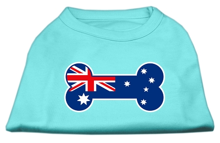 Bone Shaped Australian Flag Screen Print Shirts Aqua XL