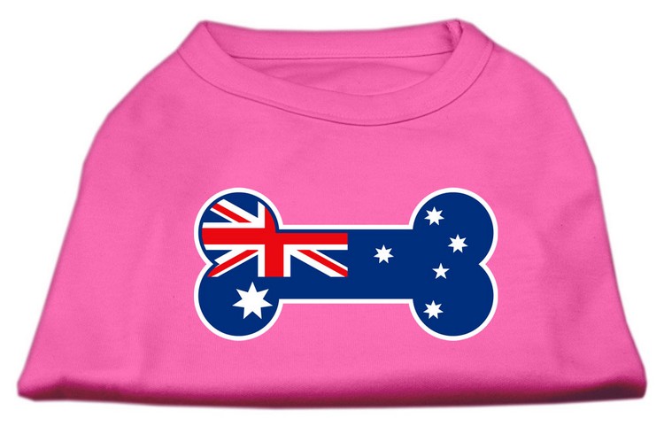 Bone Shaped Australian Flag Screen Print Shirts Bright Pink XS