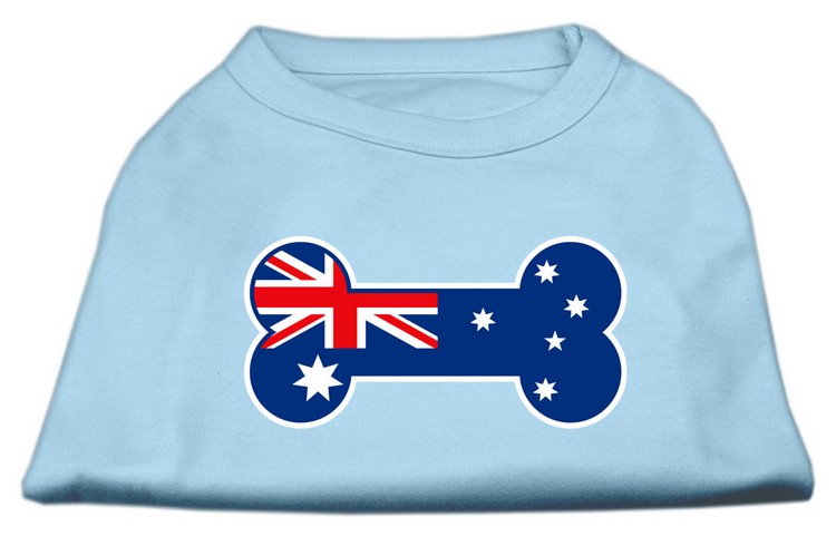 Bone Shaped Australian Flag Screen Print Shirts Baby Blue XS