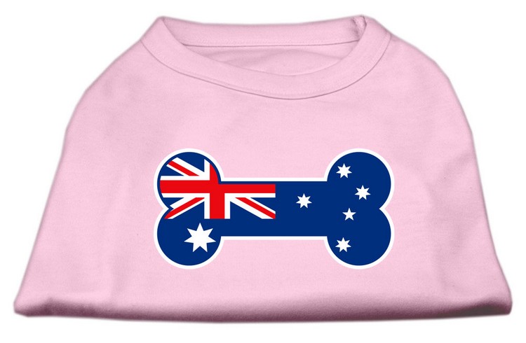 Bone Shaped Australian Flag Screen Print Shirts Light Pink XS